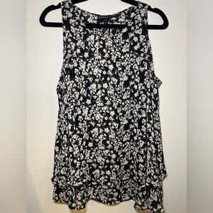 Lane Bryant Size 18 Navy and White Floral Tank Top